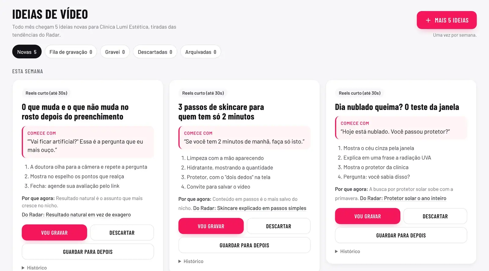 Ideias de vídeo com roteiro